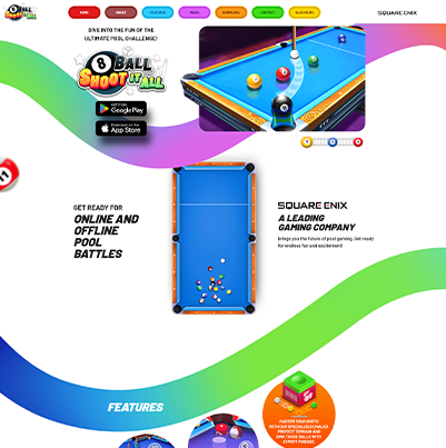 Client pf CreativeWebo Case Study Mock ups of 8 Ball Pull Website Development 
