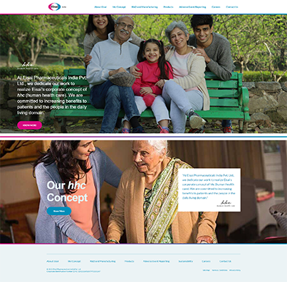 Client pf CreativeWebo Case Study Mock ups of Eisai India Website Development 