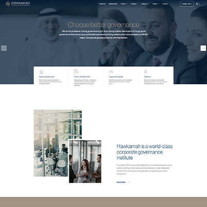 Client pf CreativeWebo Case Study Mock ups of hawkamah Website Development 