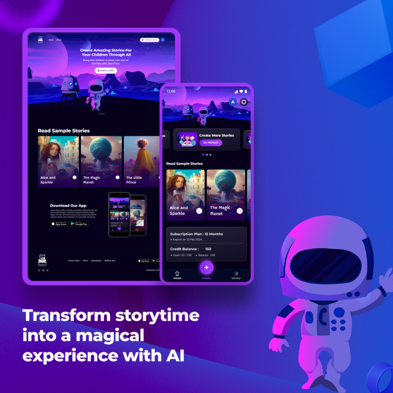 Client pf CreativeWebo Case Study Mock ups of Story ai Website Development 